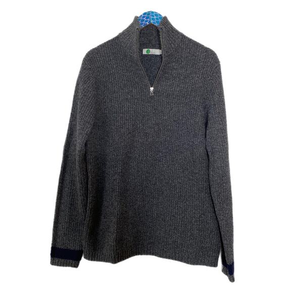 Boden Other - BODEN Men's Gray Navy Tarbert Half Zip Ribbed Knit Sweater Size Large